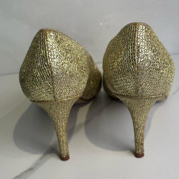 Kate Spade Women Glitter Effect Cross Strap Sequin High Heels Shoes Gold Size 8 - Picture 8 of 11